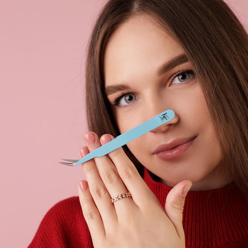 KC Republic Eyebrow Extensions Kit with 1 x Trays of Mink Eyebrows in Dark Brown Comes on Mixed Length Trays 5-8 Mm Mix, Eyebrow Extension Glue Clear & Extension Tweezers by Kc Republic (Dark Brown, Blue Tweezer) - Image 3